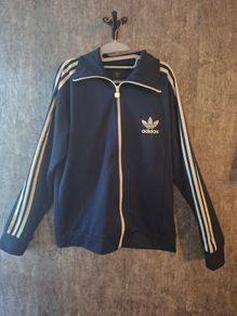 Vintage Adidas Originals Navy Blue Trefoil 3-Stripe Track Top Jacket L