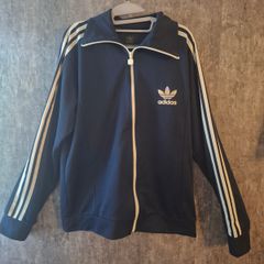 Vintage Adidas Originals Navy Blue Trefoil 3-Stripe Track Top Jacket L