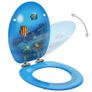 WC Toilet Seats with Soft Close Lid 2 pcs MDF Deep Sea Design Image 2