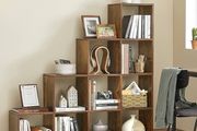 10 Tier Bookcase Open Shelf Storage Cabinet for Decorations, Picture Frame, Living Room, Bedroom, Office, 29 x 129.5 x 129.5 cm, Rustic Brown