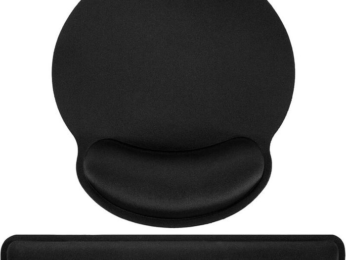 Keyboard and Mouse Mat Set, Ergonomic Gel Filled Mouse Pad with Wrist Cushion Support with Memory Foam for Computer and Laptop