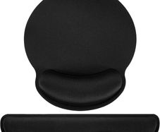 Keyboard and Mouse Mat Set, Ergonomic Gel Filled Mouse Pad with Wrist Cushion Support with Memory Foam for Computer and Laptop