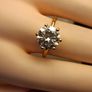 18ct Gold Plated Vermeil Large Moissanite Solitaire Ring Image 2