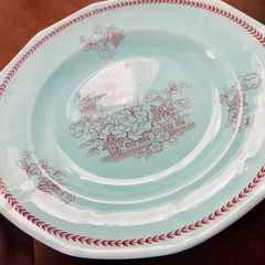 Adams Calyx Ware Dinner Plates Metz x 2