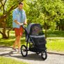Dog Pram Dog Stroller Jogger Foldable Pet Pushchair for Medium, Small Dogs, w/ Rubber Wheels, Washable Cushion - Grey Image 2