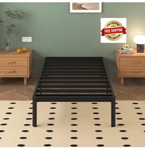 Teen 3ft Single Bed Frames with Rounded Corner Legs, Heavy Duty Metal Bed Frame Single with Steel Slats Support, Single Bed 36 cm High, Noise Free, Easy Assembly