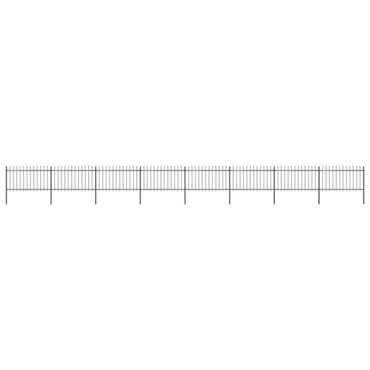 Garden Fence with Spear Top Steel 13.6x1 m Black