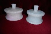 Vintage Hand Carved White Marble Poppery Jar's