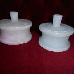 Vintage Hand Carved White Marble Poppery Jar's