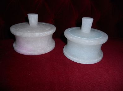 Vintage Hand Carved White Marble Poppery Jar's