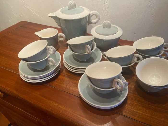 27 piece vintage French coffee set c.1930s,in sage green