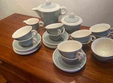 27 piece vintage French coffee set c.1930s,in sage green