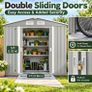 Metal Garden Shed 9x6 Outdoor Storage Tool Shed with Sliding Doors Light Grey Image 3
