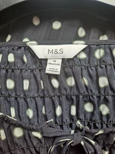 Marks & Spencer Printed Tie Front Midaxi Shirred Dress size UK 18