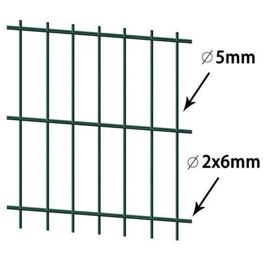 2D Garden Fence Panels & Posts 2008x1230 mm 10 m Green