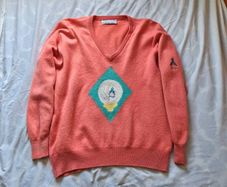 Pringle Scotland golf jumper Size large ptp 22" coral in good condition