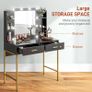 Dressing Table Set, with Storage and Stool - Black Image 2