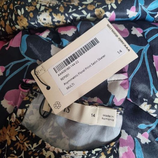 Oasis Asymmetric Floral Print Satin Skater  X2