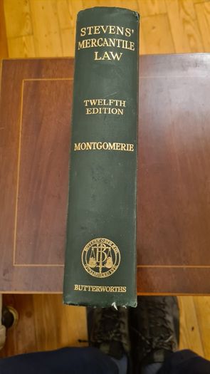 Steven's Mercantile Law. Bt John Montgomery. Twelfth Edition. Hardback In Good Condition. 1955. 33.