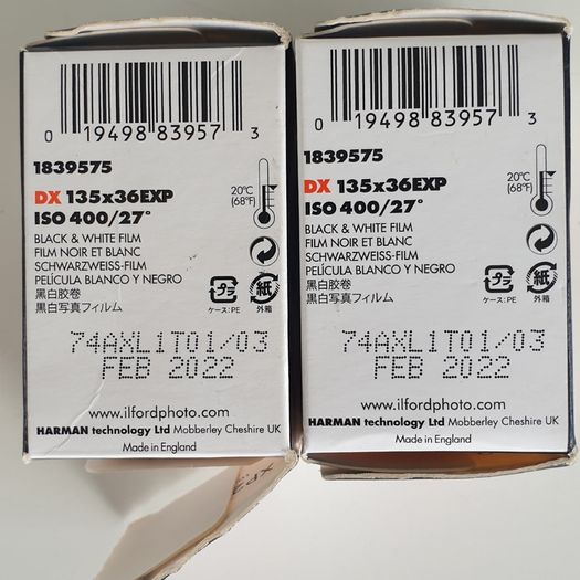 Ilford XP2 super 400 film B&W expired 2022 X 2