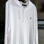 Ralph Lauren XL White Waffle Knit Hoodie Pony Logo Mens Image 4
