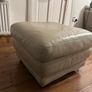Cream leather pouffe Image 9
