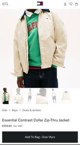 Tommy Hilfiger Boys Contrast Collar Cotton Jacket Brand New From New Collection
