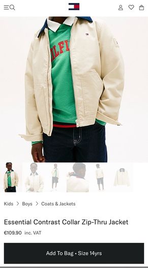 Tommy Hilfiger Boys Contrast Collar Cotton Jacket Brand New From New Collection