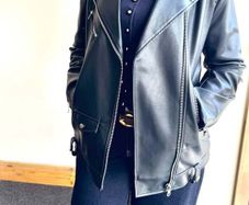 Stradivarius oversized faux leather biker jacket black - Size M