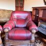 Genuine Italian Burgandy Real Leather Armchairs Image 3
