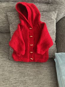 Handknit red chunky hoody