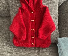 Handknit red chunky hoody