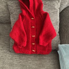 Handknit red chunky hoody