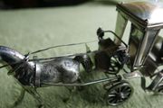 Vintage Hand Made Large Silver Plated Cutajar Works, Malta, Horse and Carriage