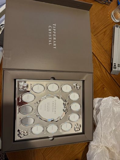 Baby's first year silver plated photo frame - new unused Tipperary Crystal