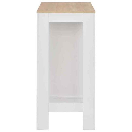 Bar Table with Shelf White Coffee Dining - Free Delivery Nationwide