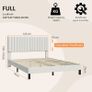 4ft6 Double Bed Frame, Upholstered Platform Bed with Adjustable Velvet Headboard, Sturdy Wooden Slats, Silent Design, No Spring Mattress Required, Easy Assembly, Beige Image 2