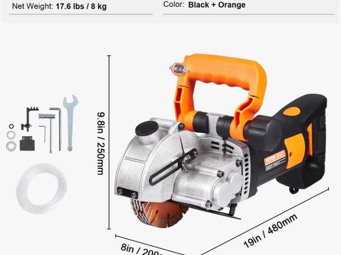 Electric Wall Chaser, Wall Groove Cutting Machine 133mm, Groove Cutting Machine Depth 42mm, Wall Slotting Machine 2500W, Wall Cutting Cutter Machine with Water Pump