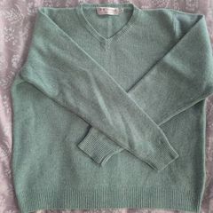 Lambwool seagrass v neck jumper