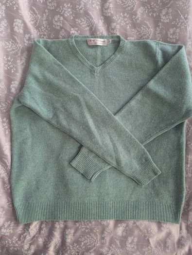 Lambwool seagrass v neck jumper
