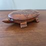 Vintage Solid Wood Hand Carved Turtle Tortoise Jewelry Trinket Dish Box Image 2