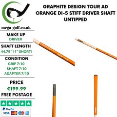 Graphite Design Tour AD Orange DI-5 Stiff Driver Shaft / Untipped