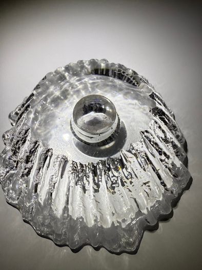 Daum France Crystal Candle Holders. Pair of Mid Century French Art Glass