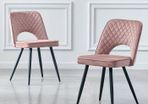Velvet Dining Kitchen Chairs Grey, Cream, Boucle  Pink Black Legs Set of 2