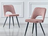 Velvet Dining Kitchen Chairs Grey, Cream, Boucle  Pink Black Legs Set of 2