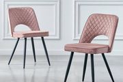 Velvet Dining Kitchen Chairs Grey, Cream, Boucle  Pink Black Legs Set of 2