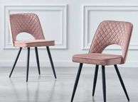 main image for ad Velvet Dining Kitchen Chairs Grey, Cream, Boucle  Pink Black Legs Set of 2