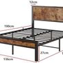 Double Bed Frame with Storage Headboard,Brown Image 2