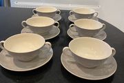 Royal Doulton 'bridal veil' set of six soup bowls and matching saucers
