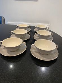 Royal Doulton 'bridal veil' set of six soup bowls and matching saucers